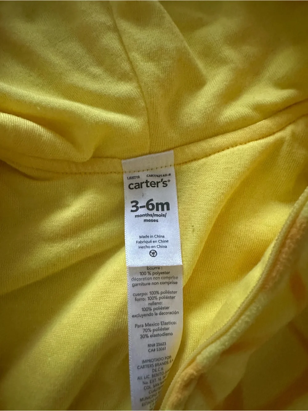 Yellow Pineapple Hooded Baby Costume Carter's 3-6 Months